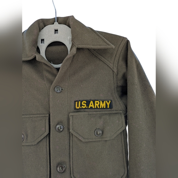 1950's Vintage US Army Military Wool Field Shirt/Jacket Army Green Unisex XS - Picture 3 of 6